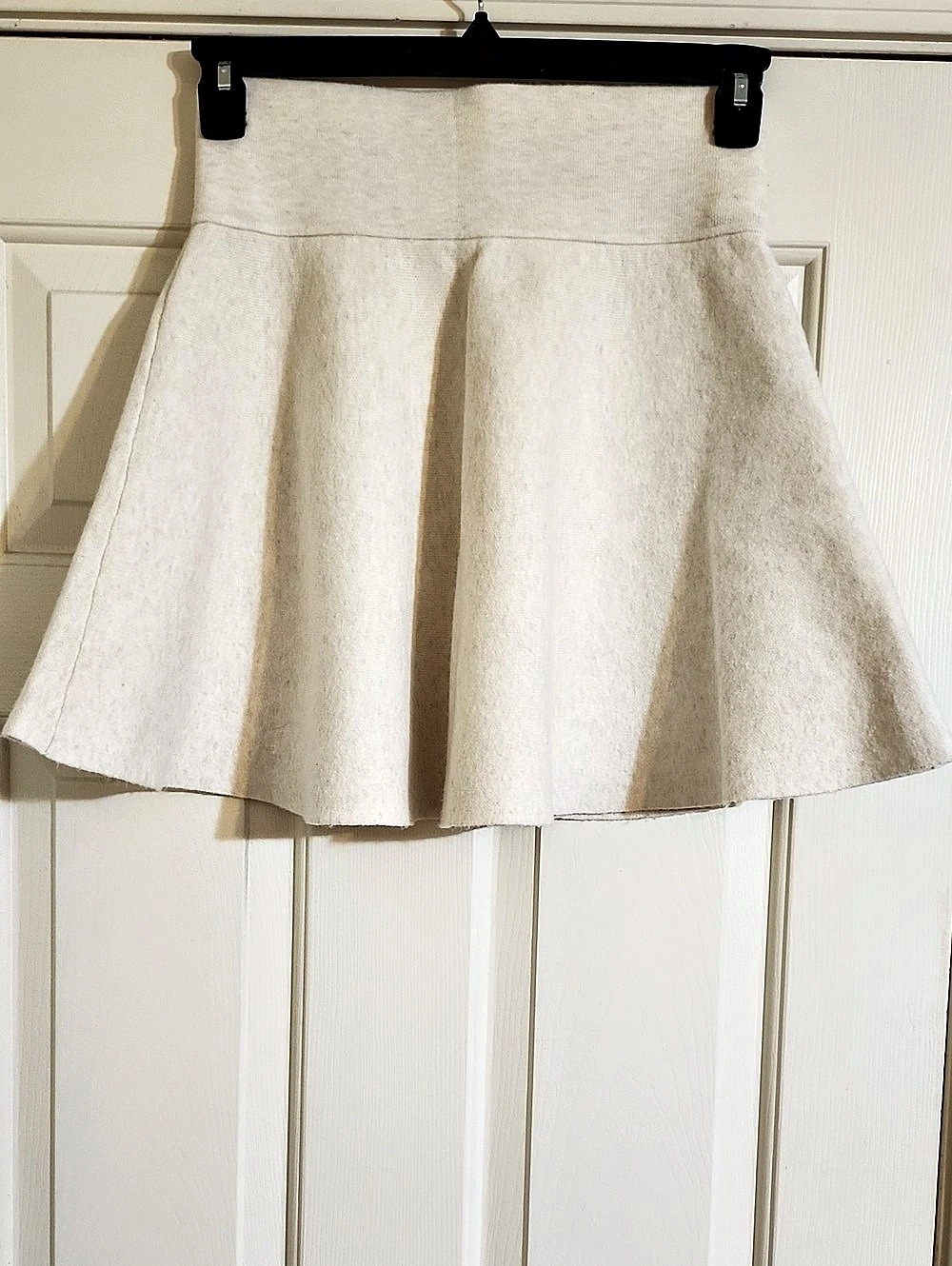 A New Day Sweater Knit Skater Skirt White/Oatmeal Small